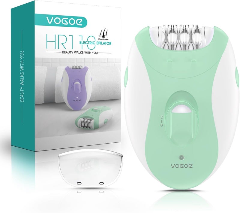 VOGOE Epilators Hair Removal for Women with 21 Tweezers & LED Light, 2 Speeds Cordless Epilator for Women, Electric Hair Removal Epilators Rechargeable for Arms & Legs HR110 (Light Green) - Image 1